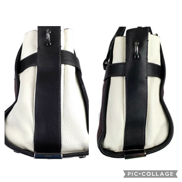 Coach Pebbled Leather COH Swagger Burgundy Colorblock Satchel Purse Chain Strap - Picture 10 of 16